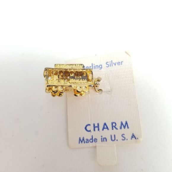 Vintage Sterling Silver San Francisco Trolley Car Charm Pendant, Gold Plated USA - Picture 6 of 7